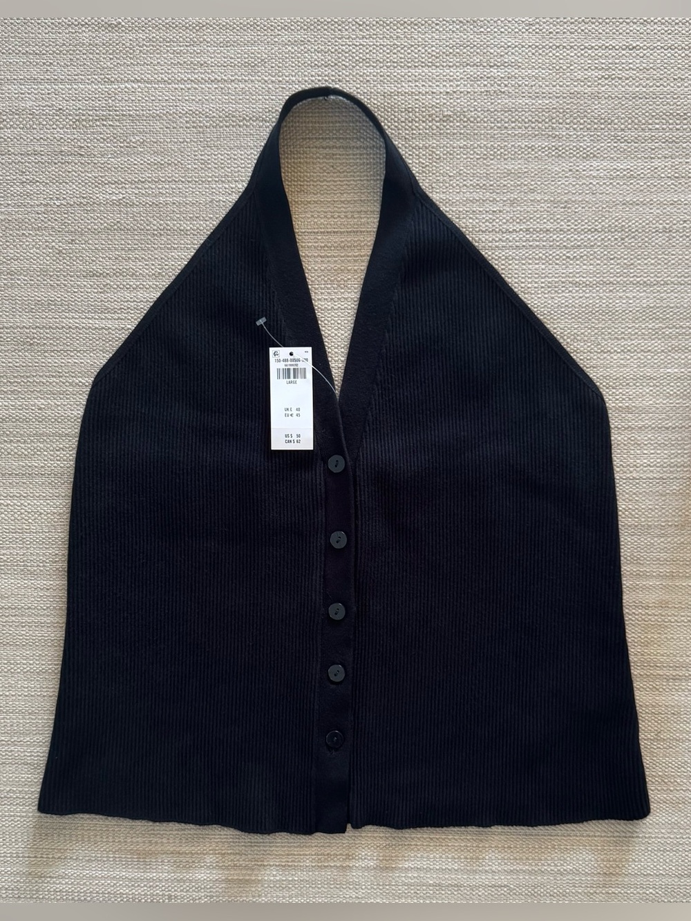 Abercrombie & Fitch black rib knit button up halter top sweater vest women’s L